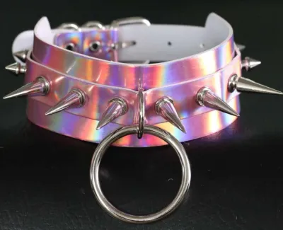 Collier à pointes STROBO LASER Rose