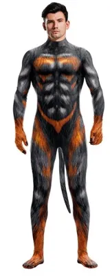 Combinaison Cosplay Loup sexy WOLF MAN Noir-Feu