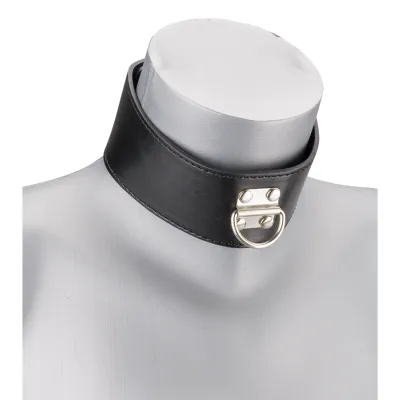 Collier cuir BDSM et laisse chaine avec cadenas