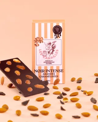 Les Canailles Tablette de Chocolat Aphrodisiaque NOIR INTENSE Amandes Caramélisées 100g