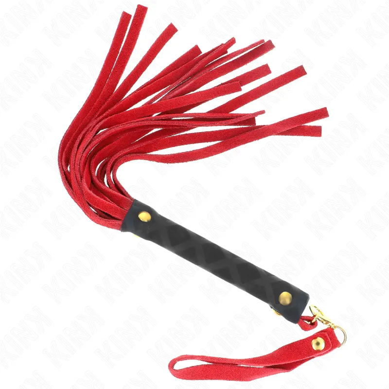 Mini martinet BDSM en daim rouge 30 cm - Kink