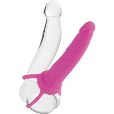 Double Pénétrateur avec Harnais Testiculaire Rose - CalExotics