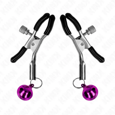 Pince à seins réglable avec cloche violette - Kink
