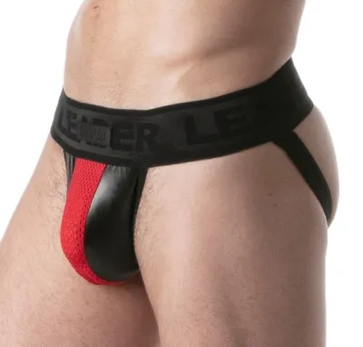 LEADER Jockstrap BRUT Noir-Rouge