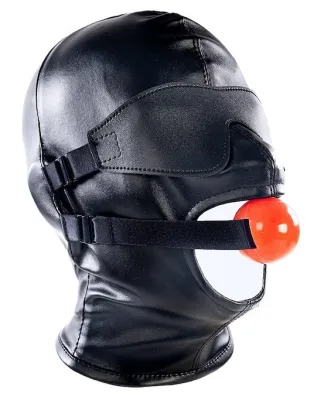 Cagoule SM avec Bâillon et masque SUBFULL Noire
