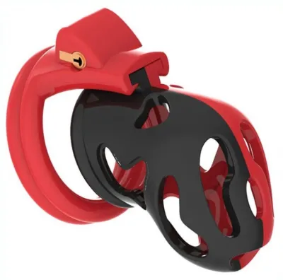 Cage de chasteté DINOZ 6.5 x 3cm Noir-Rouge