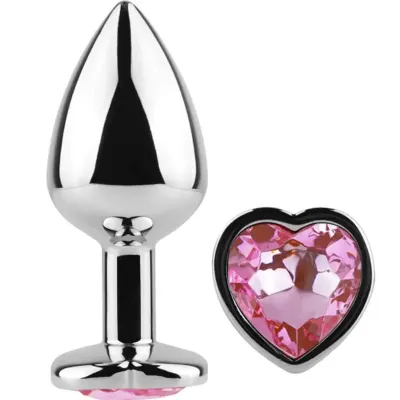 Plug anal en cœur fuchsia 7 cm en aluminium - Secret Play