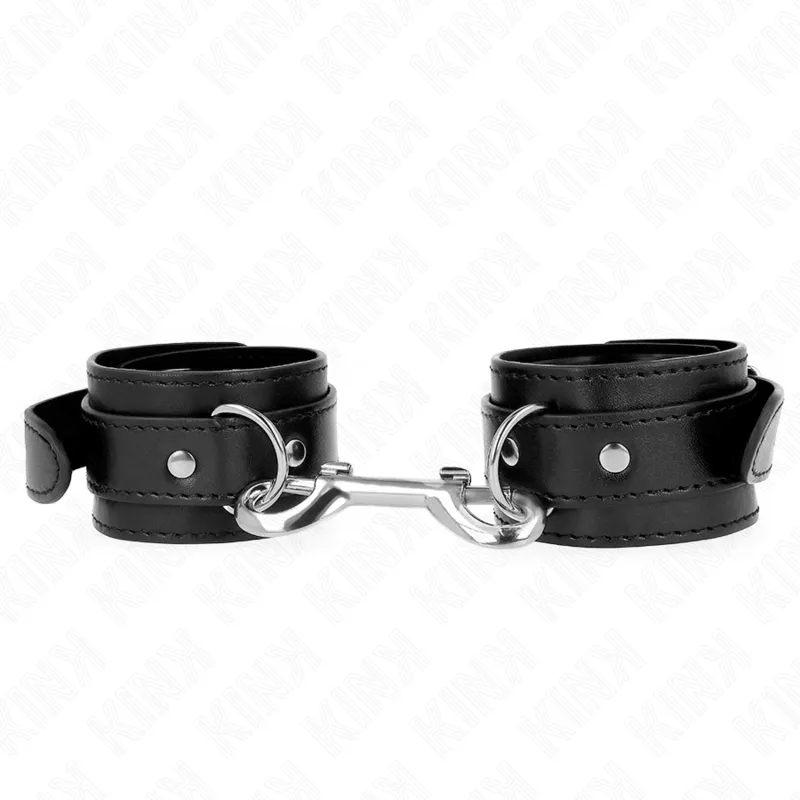 Bracelets de Contrainte Cuir Rivets Noir Ajustable - KINK