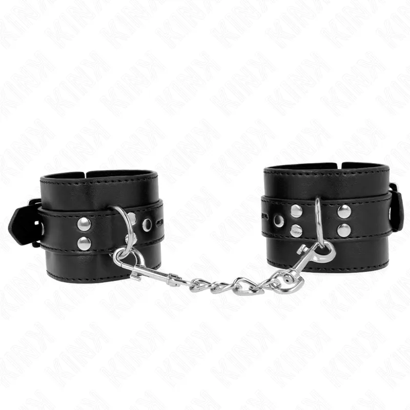 Manchettes BDSM Appui-Poignets Noir Réglable 17-28cm - KINK