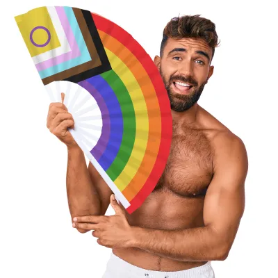 Éventail Géant ARC EN CIEL LGBTQIA+ 64cm