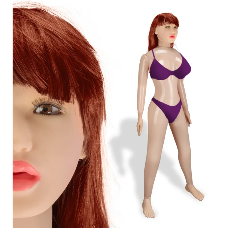 Poupée gonflable haute qualité cheveux roux yeux marron Skylar