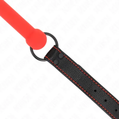 Gag à Embout Os Sangle Cuirette Rouge Ajustable - KINK