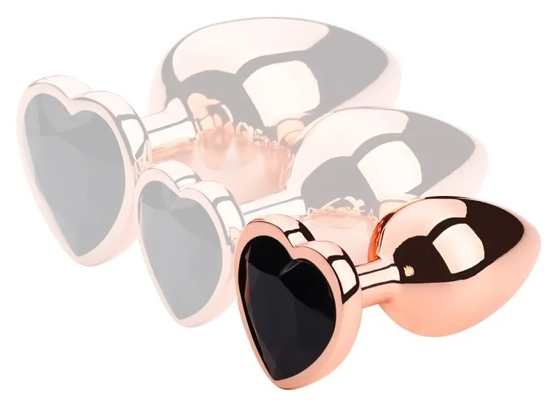 Plug Bijou Anal GOLD HEART S 6 x 2.7cm Noir