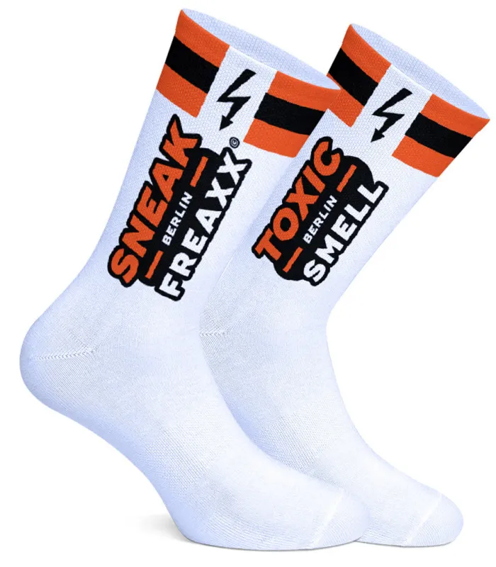 SneakFreaxx Chaussettes SNEAK TOXIC Blanc-Orange