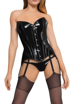 Corset Porte-Jarretelles VINYL CORSAGE PIRAT Noir