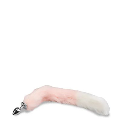 Plug queue de renard fourrure vegan rose et blanche