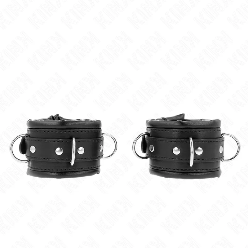 Menottes BDSM Fourrure Noire Réglables 20-30cm - KINK