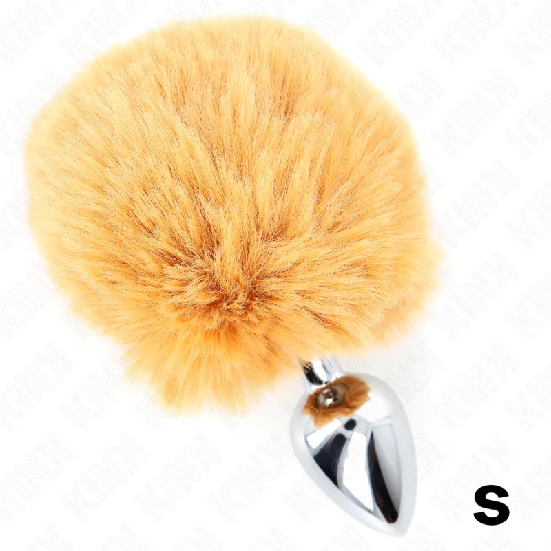 Plug anal en acier inoxydable queue de lapin beige 7x3cm - Kink