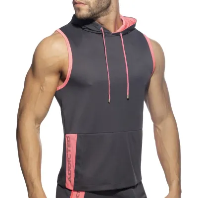 Débardeur à capuche AD HOODY Gris-Rose