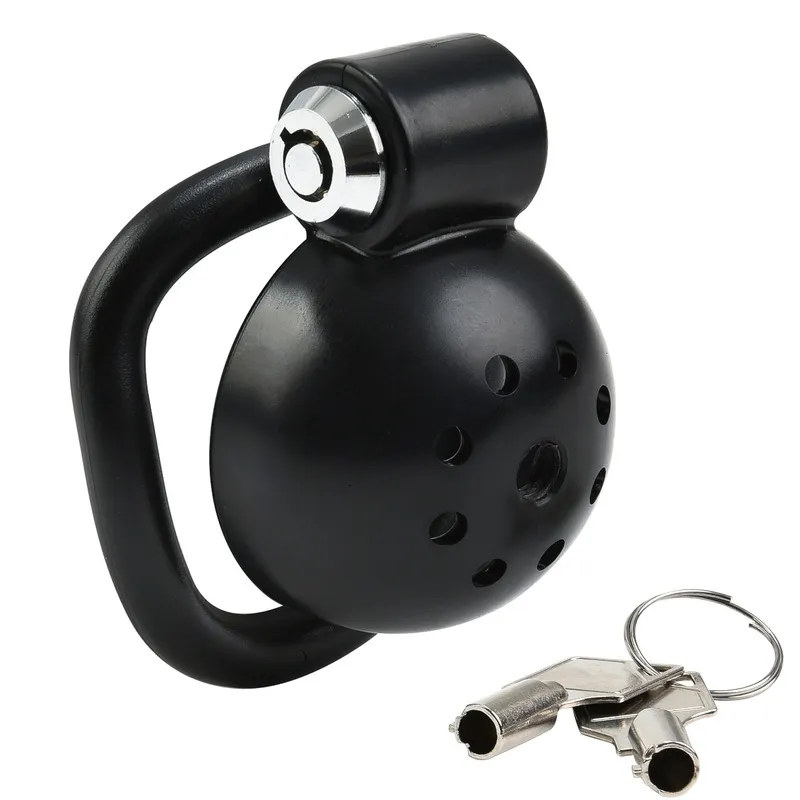 Cage de chasteté courte ROUND LOCK 4 x 3.5 cm Noire
