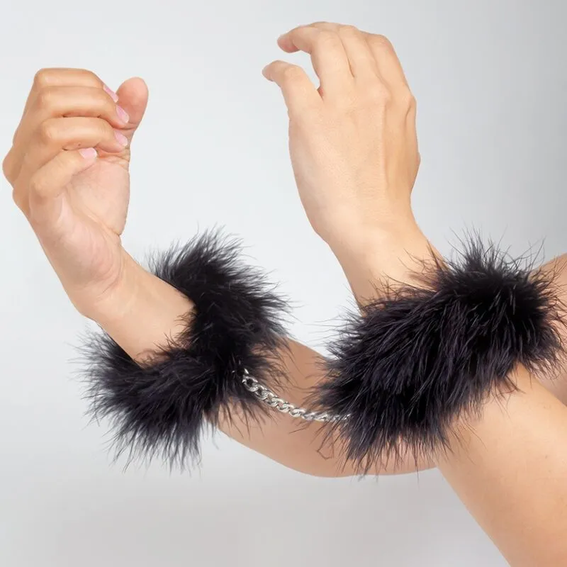 Menottes en plumes Marabou noires - Secret Play