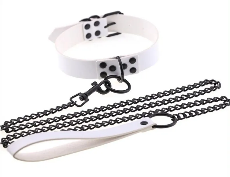 Collier-Laisse PUNK Blanc