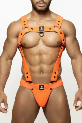 Ensemble Harnais + Jockstrap ARMY BLUST Orange