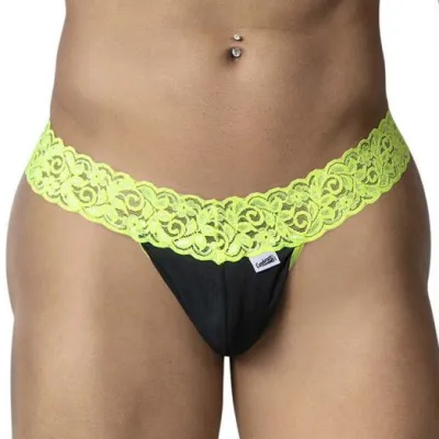 CandyMan String en dentelle BELTIS Noir-Jaune