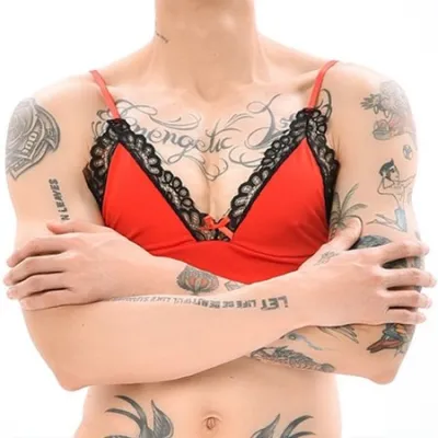 Soutien-Gorge LACE BORDER Rouge-Noir