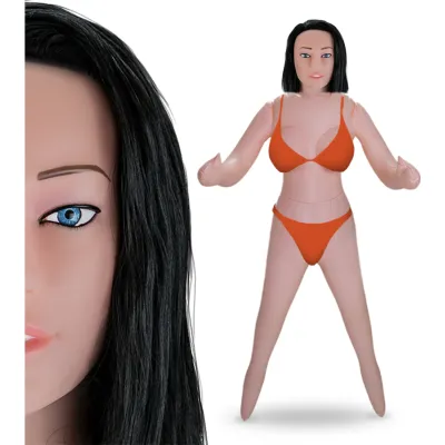 Poupée gonflable brune réaliste vibrante visage 3D