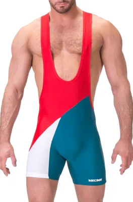 Barcode Berlin Body Singlet LUCKENWALDE Rouge-Bleu pétrole