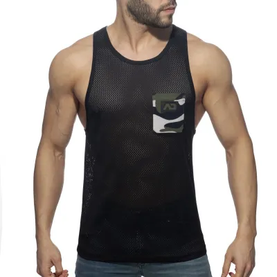 Addicted Débardeur Mesh POCKET CONTRAST Noir-Army