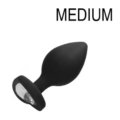 Plug Bijou Anal en silicone HEART 7 x 3.5 cm Noir