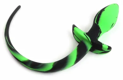 Plug Queue de Chien Silicone DOG TAIL 7.5 x 3.1cm Vert Noir