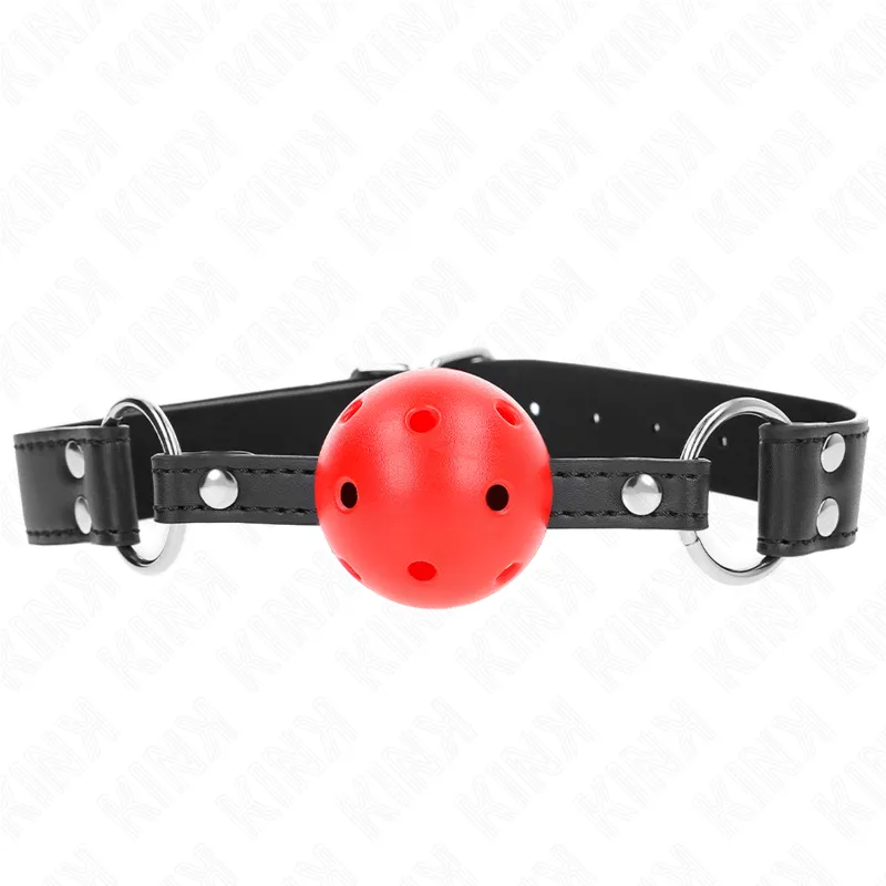 Bâton baillon respirant double rivet cuir réglable 42-58 cm - Kink