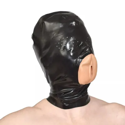 Cagoule en Latex avec Vulve VAGINA HOOD Noire