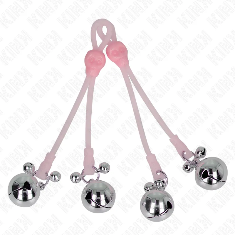 Pince à tétons avec cloches rose - Kink