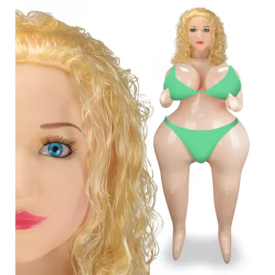 Poupée gonflable curvy blonde bouclée tête 3D Greta