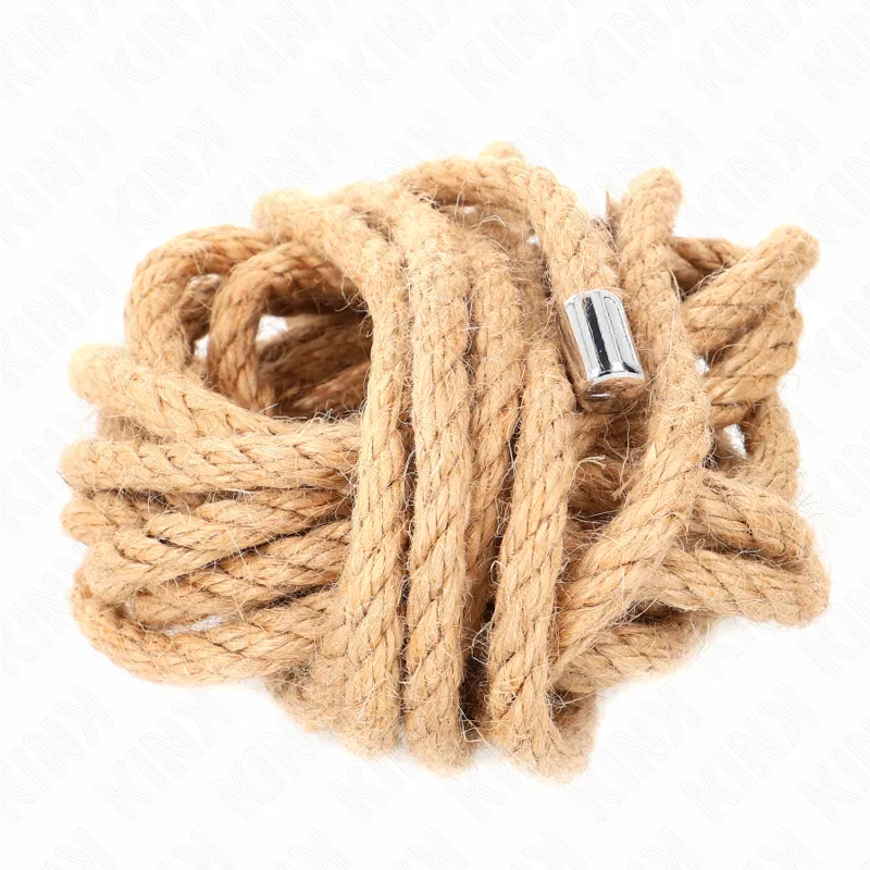 Corde shibari en chanvre 5m avec embout métallique - Kink