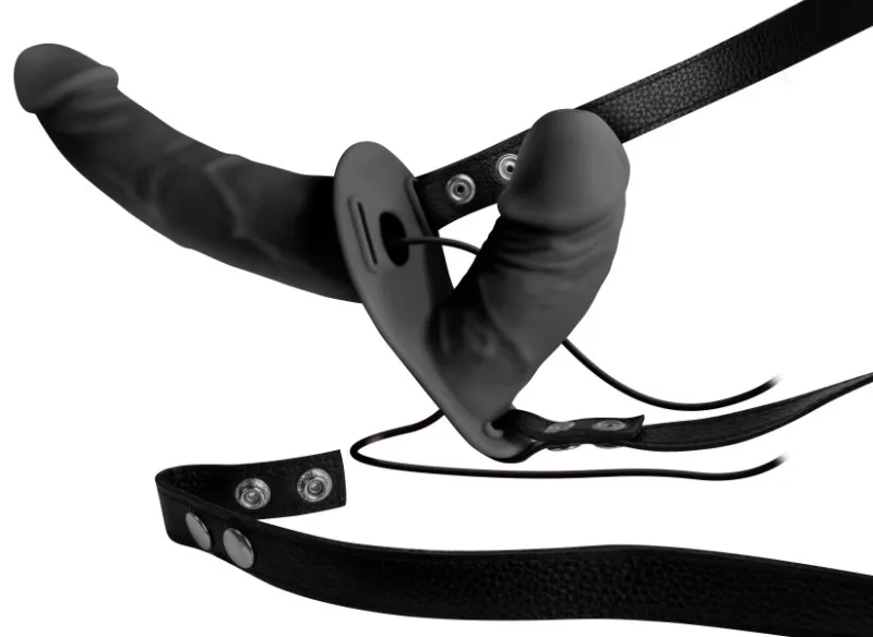 Double Gode Ceinture Vibrant DOUBLE THRUSTER 17 x 4cm Noir