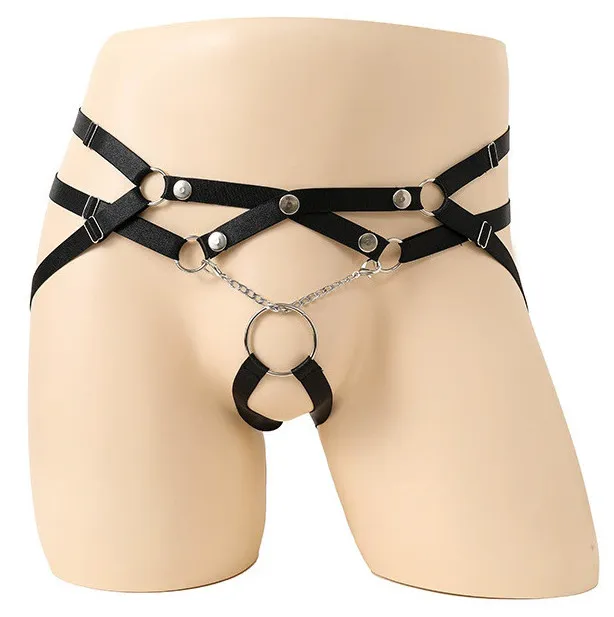 MenSexyWear Jockstrap-Lanières avec Anneau RING PASSION Noir