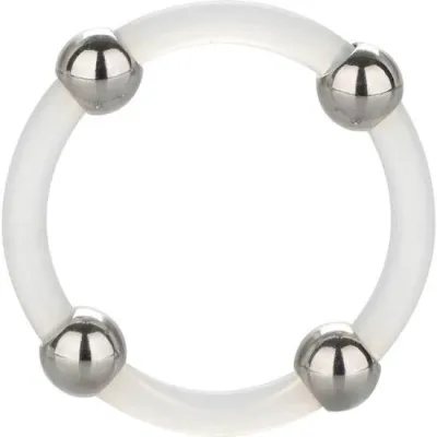 Anneau Pénien Silicone Perlé Acier Large - Calexotics