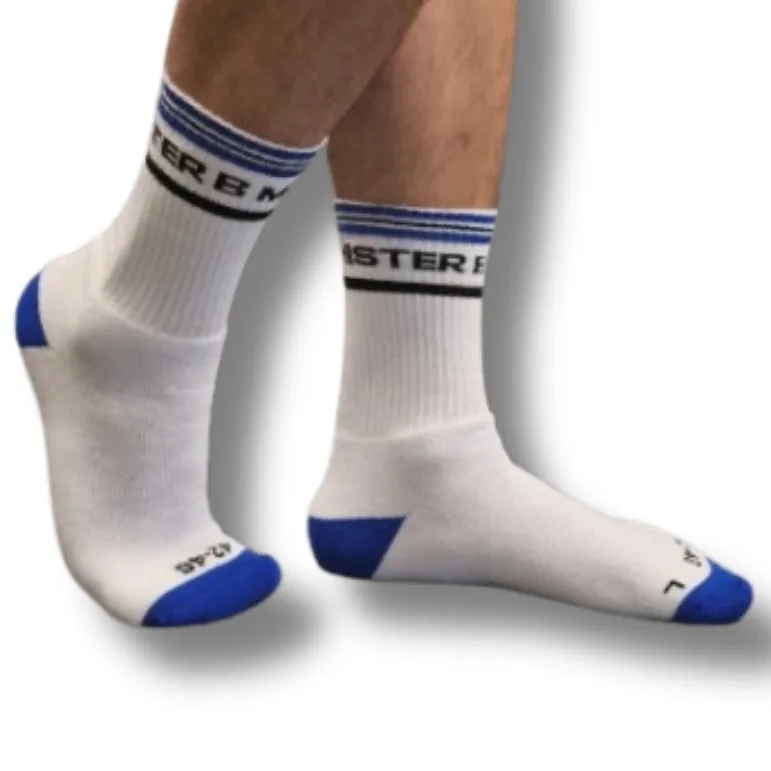 Mr B - Mister B Chaussettes Mister B FUCK ME Blanc-Bleu